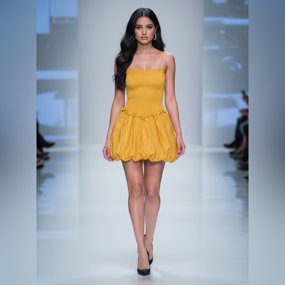 Anthropologie Golden Smocked Dress